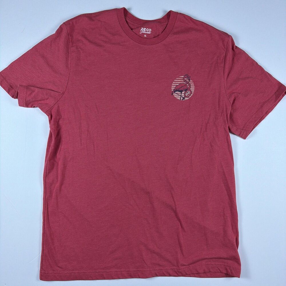 IZOD Shirt Mens XL Flamingo Pickleball Surf & Serve Beach Graphic Coral T-Shirt